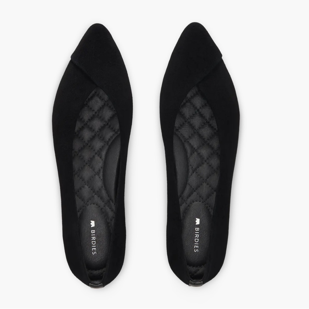 BIRDIES Goldfinch Black Suede Flat